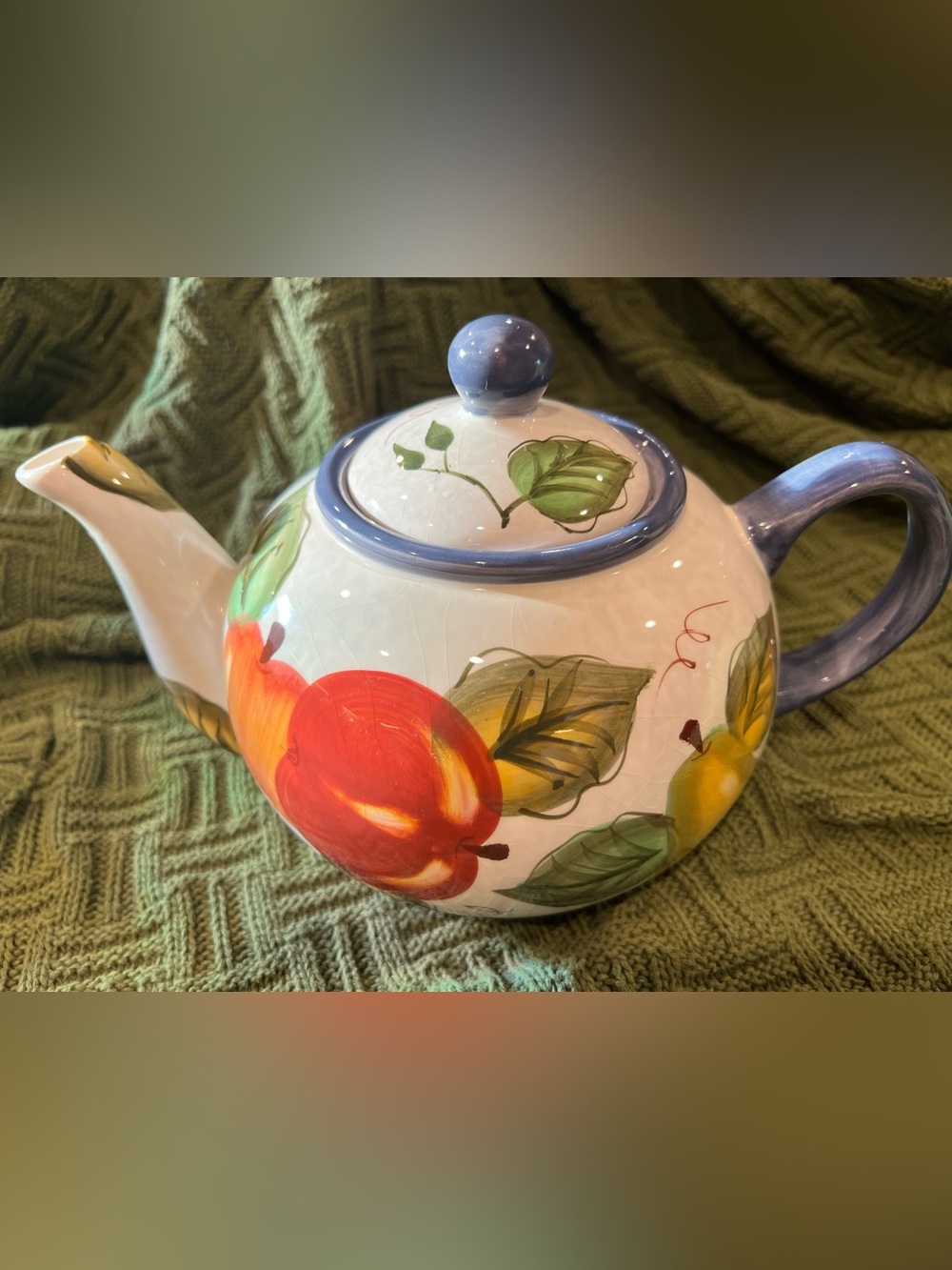 Oneida "Vintage Fruit" Ceramic Teapot - Hand Painted